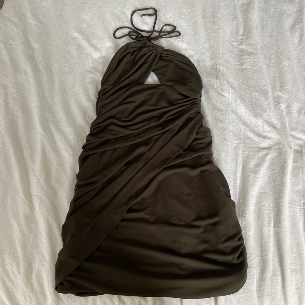 Zara Cut Out Draped Halter Mini Dress